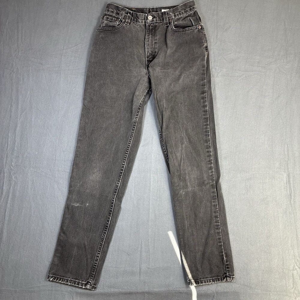 Vintage Black Levi's 550 Black Denim Relaxed Fit Taper Jeans Made In USA 28x30
